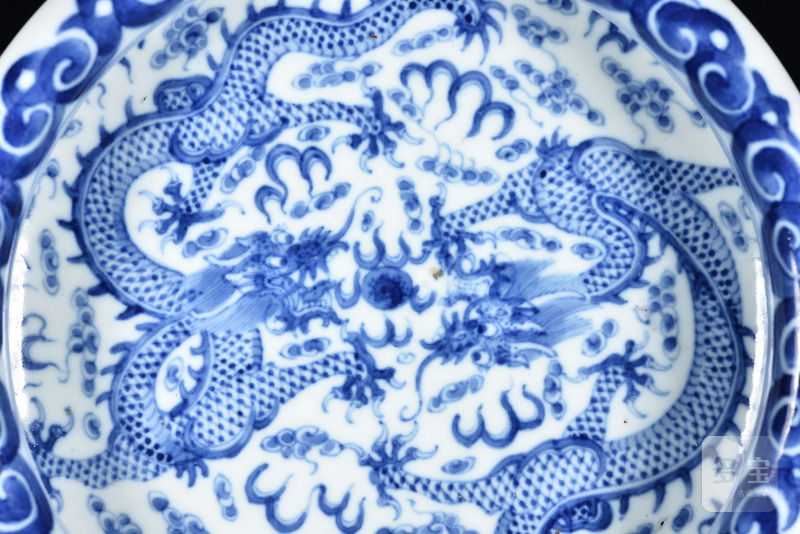 清 青花双龙赶珠纹水洗 - 图6
